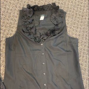 J crew size 6 ruffle silk blouse black